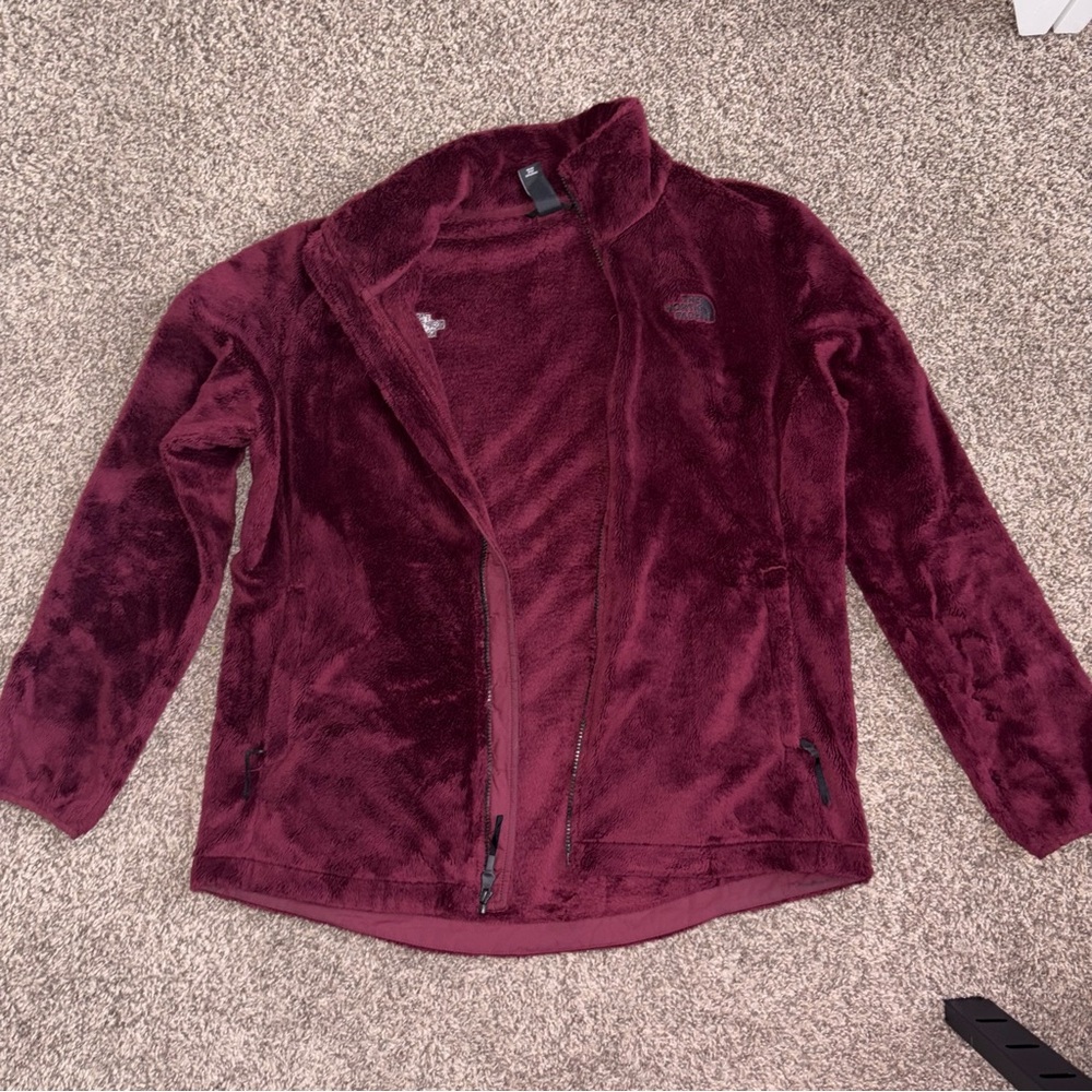 The North Face women’s Osito fleece jacket burgundy long sleeve zip up large - Picture 8 of 9